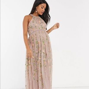 ASOS Maternity halterneck embroidered maxi dress